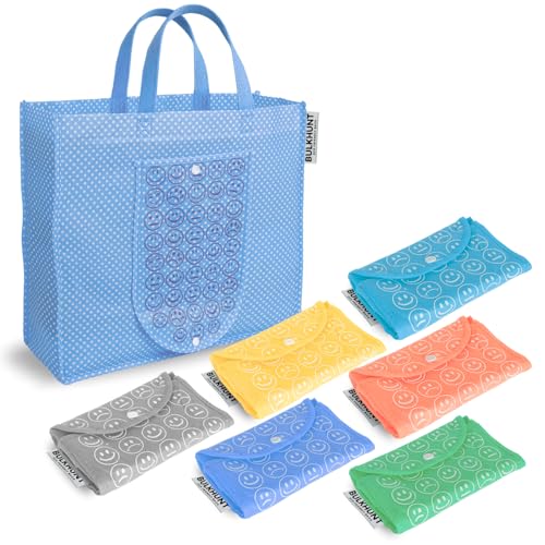 Bulkhunt Foldable Reusable Shopping Bag for Grocery Travel Compact Cloth Tote Carry Vegetable Shopper Printed Folding Return Gift for Women (6) - Image 1