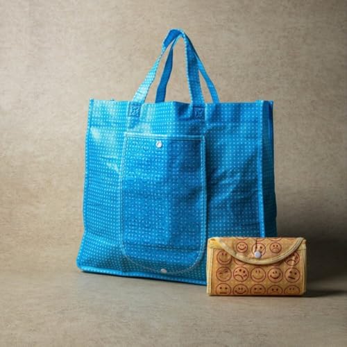 Bulkhunt Foldable Reusable Shopping Bag for Grocery Travel Compact Cloth Tote Carry Vegetable Shopper Printed Folding Return Gift for Women (6) - Image 2