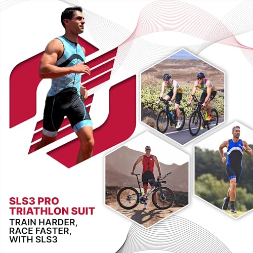 SLS3 Triathlon Suits Mens - Premium Trisuit Triathlon Men - Sleeveless, Quick Drying Tri Kit with Large Back Pocket (Black/Blue Stripes, Small) - Image 3