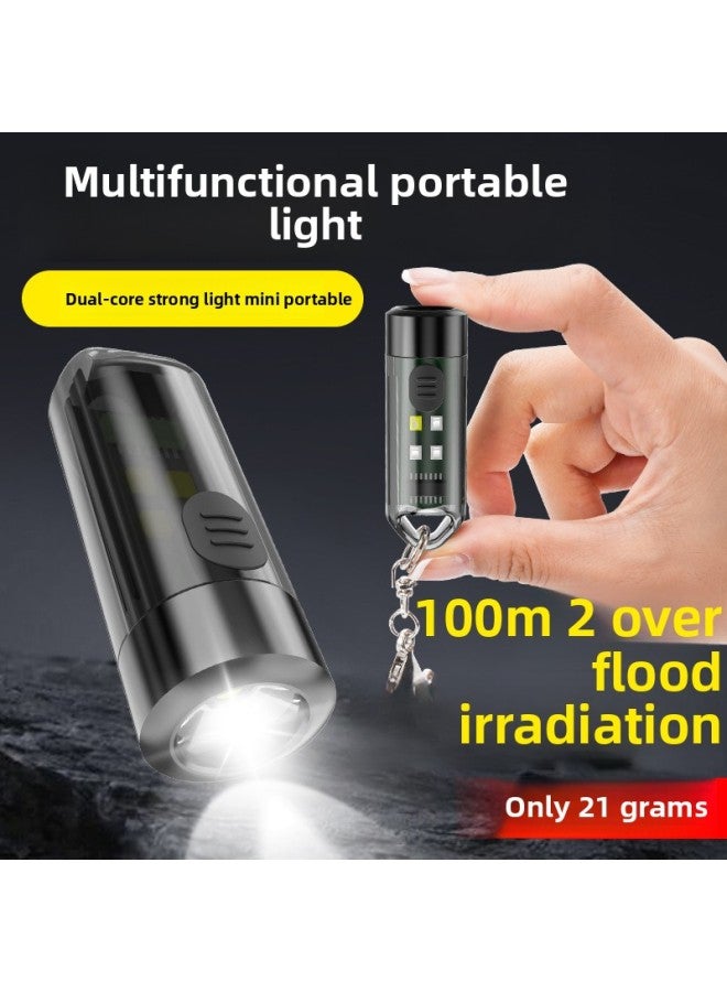 Portable Mini Flashlight Type-C Charging Whistle Lamp Cap Clip Lamp Gift Flashlight Keychain Lamp 