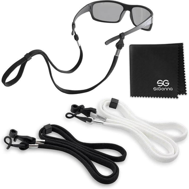 SIGONNA Eye Glasses String Holder Strap - Eyeglass Straps Cords for Men Women - Eyeglass Holders Around Neck - Sunglasses String Chain Lanyard Retainer - 2 Pcs (White Black) - Image 1