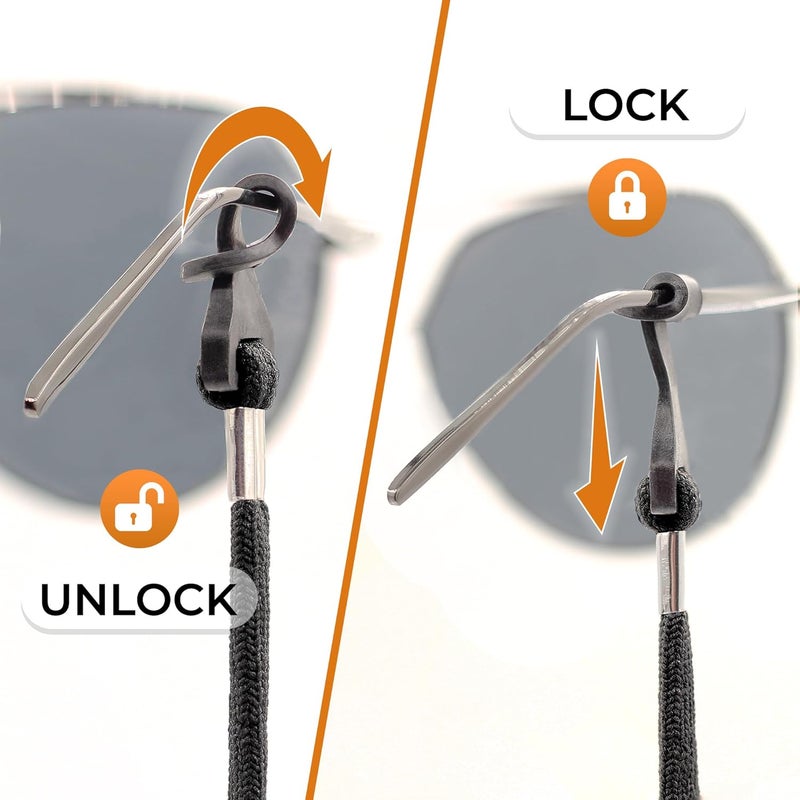 SIGONNA Eye Glasses String Holder Strap - Eyeglass Straps Cords for Men Women - Eyeglass Holders Around Neck - Sunglasses String Chain Lanyard Retainer - 2 Pcs (White Black) - Image 2