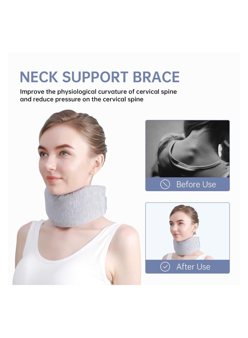 SOLARAE Neck Brace Foam Neck Support Brace for Sleeping Adjustable Neck Cervical Collar Traction Device for Women and Men Relieves Neck Pain and Spine Pressure (Grey) - Image 4