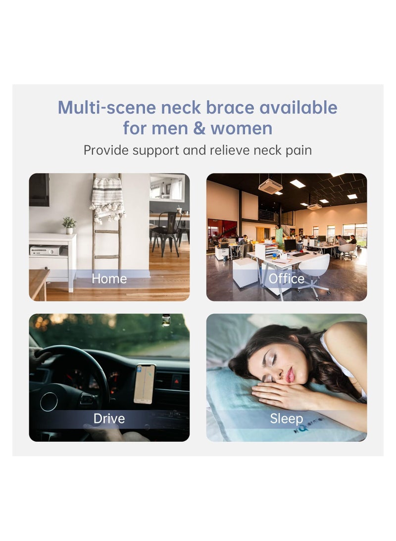 SOLARAE Neck Brace Foam Neck Support Brace for Sleeping Adjustable Neck Cervical Collar Traction Device for Women and Men Relieves Neck Pain and Spine Pressure (Grey) - Image 3