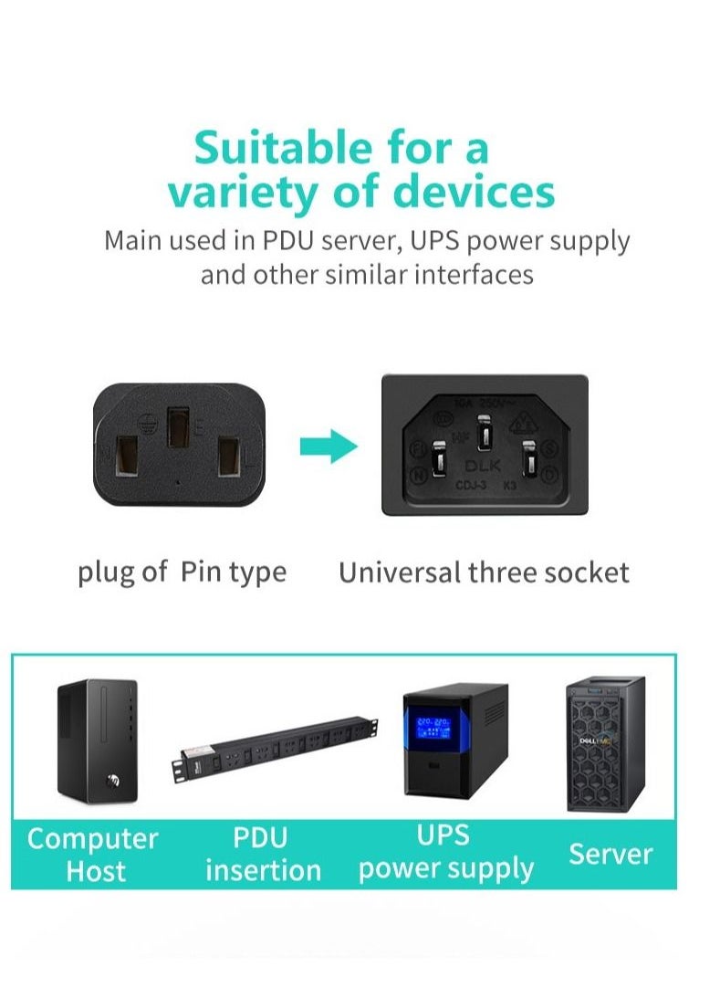 DKURVE - DKURVE PC Computer Power Cord  C20 Connector to C13 Adapter 10 Amp 250 Volt Black Cable for Power Distribution Unit 1.8m - Image 1