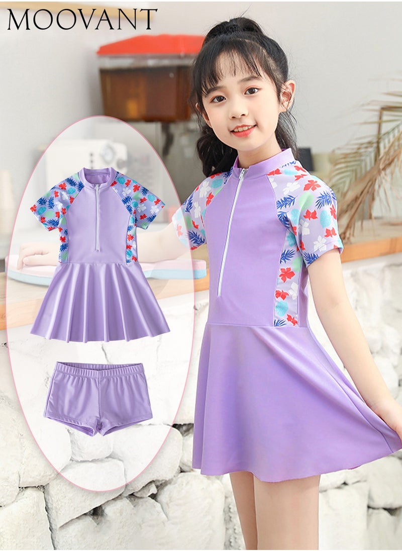 Teen Girls One Piece Short Sleeve Swim Dress Rashguard Swimsuits Sun Protection Bathing Suits Front Zip Printed Swimwear - pzsku/Z6522A4020D352F03FC48Z/45/_/1715855539/27d71da1-5ad3-4fd0-b0cb-75a2833ea870