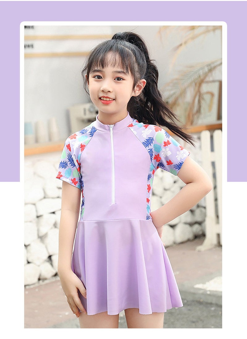 Teen Girls One Piece Short Sleeve Swim Dress Rashguard Swimsuits Sun Protection Bathing Suits Front Zip Printed Swimwear - pzsku/Z6522A4020D352F03FC48Z/45/_/1721459906/310670ec-74c3-4107-be12-978848f2c475