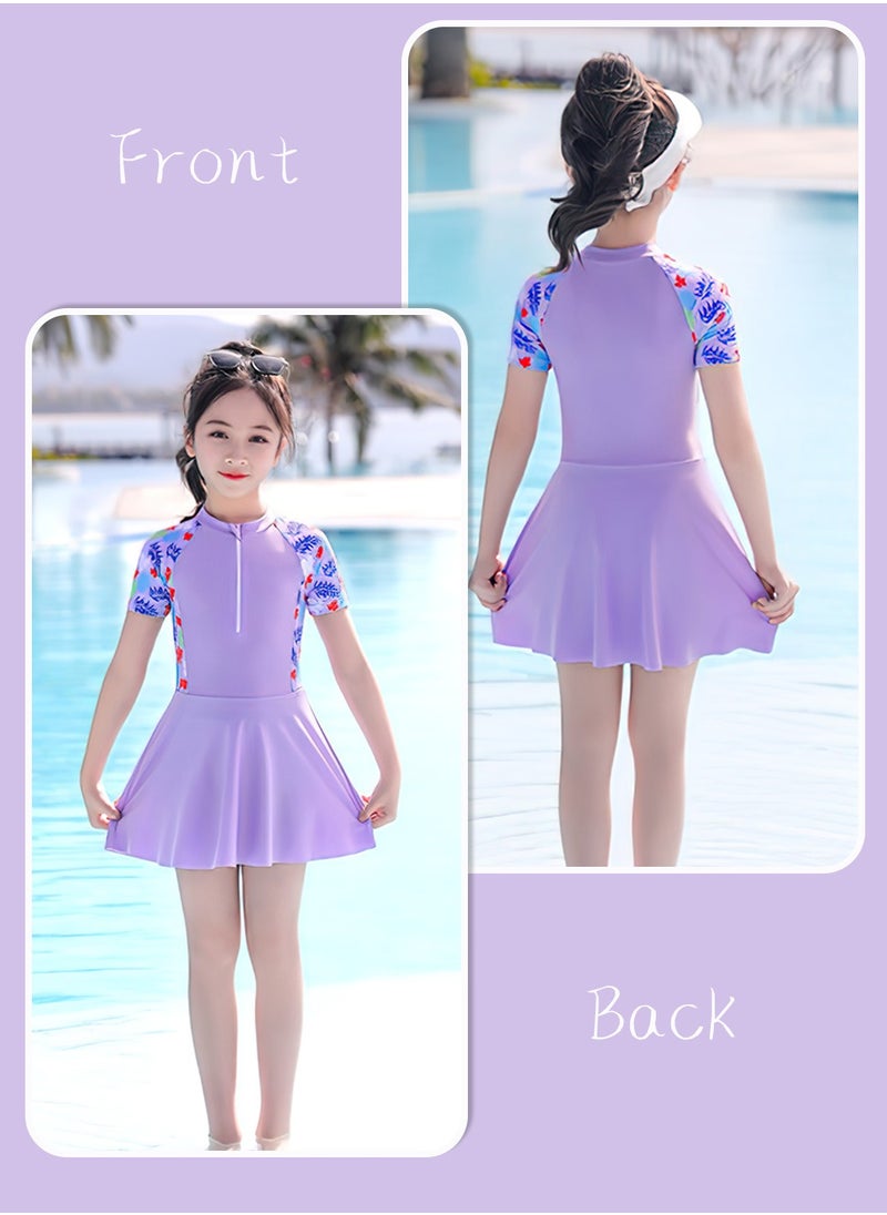 Teen Girls One Piece Short Sleeve Swim Dress Rashguard Swimsuits Sun Protection Bathing Suits Front Zip Printed Swimwear - pzsku/Z6522A4020D352F03FC48Z/45/_/1721459907/ee4a2f79-3c06-457d-9101-5b6ebf3de88b