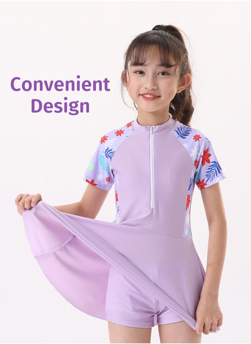 Teen Girls One Piece Short Sleeve Swim Dress Rashguard Swimsuits Sun Protection Bathing Suits Front Zip Printed Swimwear - pzsku/Z6522A4020D352F03FC48Z/45/_/1721459924/d7819c42-e6f8-48b2-964a-d3f4024e0be6