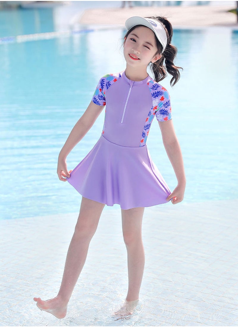 Teen Girls One Piece Short Sleeve Swim Dress Rashguard Swimsuits Sun Protection Bathing Suits Front Zip Printed Swimwear - pzsku/Z6522A4020D352F03FC48Z/45/_/1721460008/9e25e9a3-fd85-44fd-92df-22dd3780352d