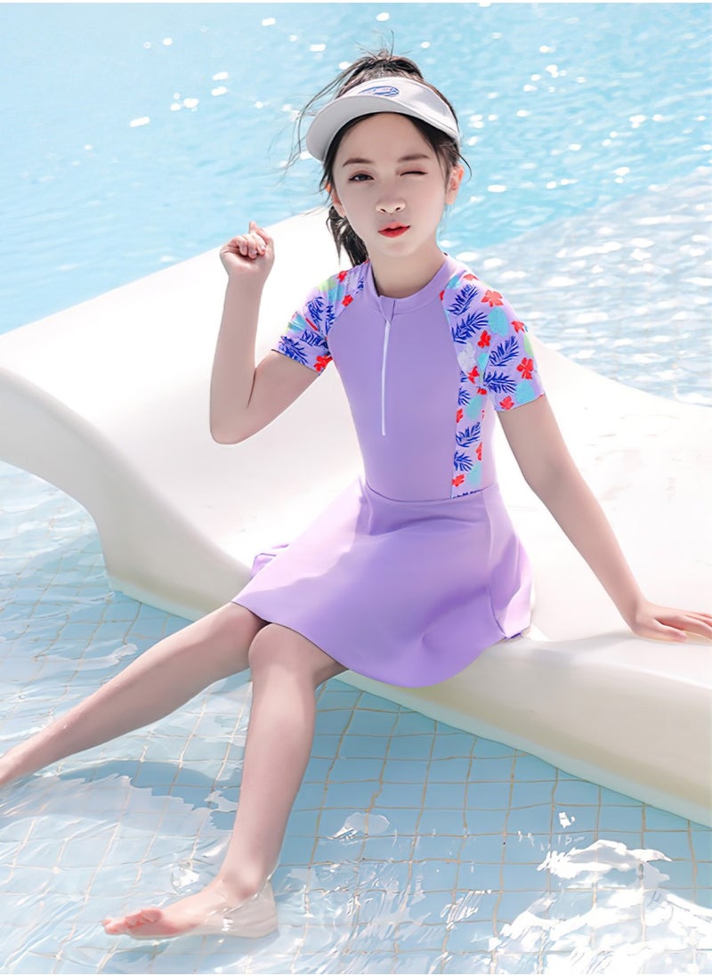 Teen Girls One Piece Short Sleeve Swim Dress Rashguard Swimsuits Sun Protection Bathing Suits Front Zip Printed Swimwear - pzsku/Z6522A4020D352F03FC48Z/45/_/1721460008/cbd16cf3-b8bd-43b1-8ba8-54c0bfd7711e