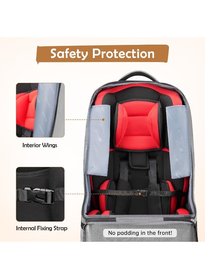 YOREPEK Gate Check Car Seat Travel Bag, Padded Carseat Cover for Airplane Travel, Car Seat Carrier for Airport, Baby Carseat Backpack for Air Travel, Baby Travel Gear (Grey) - Image 5