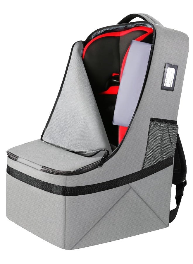 YOREPEK Gate Check Car Seat Travel Bag, Padded Carseat Cover for Airplane Travel, Car Seat Carrier for Airport, Baby Carseat Backpack for Air Travel, Baby Travel Gear (Grey) - Image 1