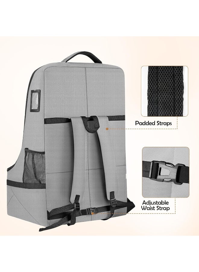 YOREPEK Gate Check Car Seat Travel Bag, Padded Carseat Cover for Airplane Travel, Car Seat Carrier for Airport, Baby Carseat Backpack for Air Travel, Baby Travel Gear (Grey) - Image 4