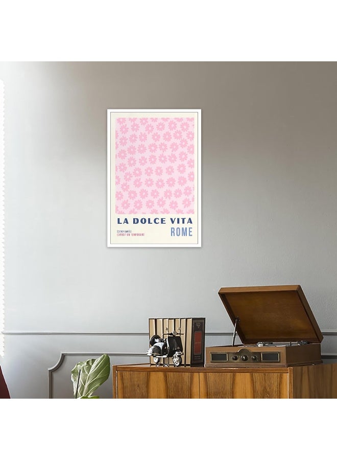 Home Trove TRLZHOA Retro La Dolce Vita Édition Limitée Exposition Temporaire Posters Flower Rome Natural Theme Art Pink Bouquet Flowers Plant Prints For Home Bedroom Dorm Office Wall Decor 12x16in Unframed - Image 2