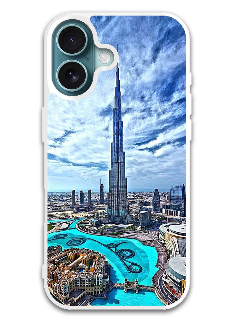 Theodor Protective Case Cover For APPLE IPHONE 16 Burj Khalifa in Day (White Bumper) - Image 1