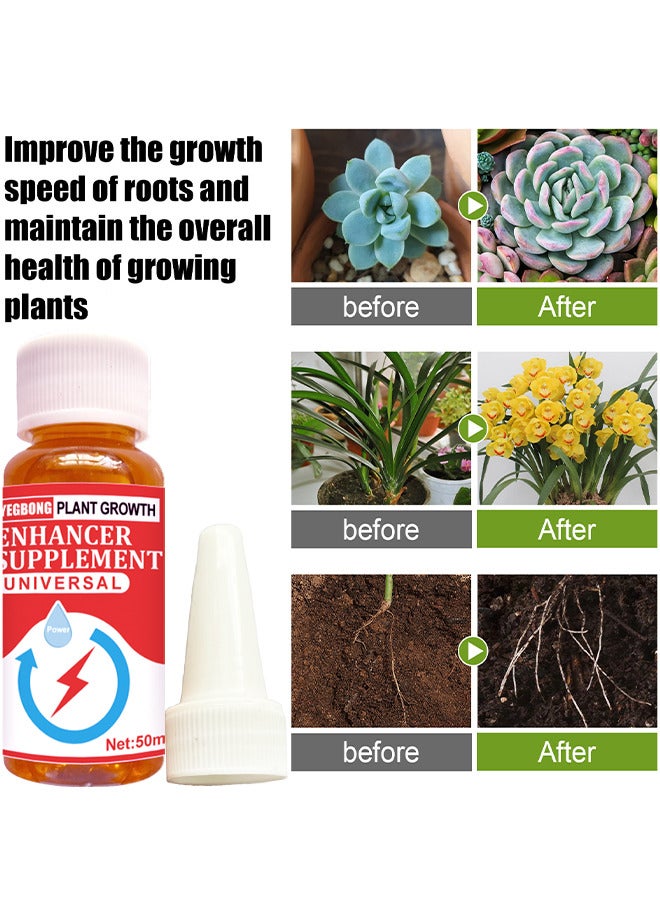 Two Bottles 50ML Plant Growth Enhancer Supplement, Concentrate Liquid Fertilizer Nutrient For Transplant Fast Rooting Rescue Disease Seedlings, Promotes Rooting, Grow New Plants From Cutting