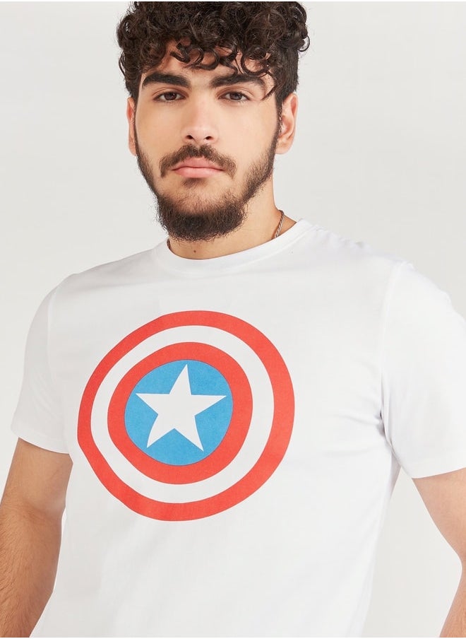 SP Characters Captain America Print Crew Neck T-shirt with Short Sleeves  - Image 4