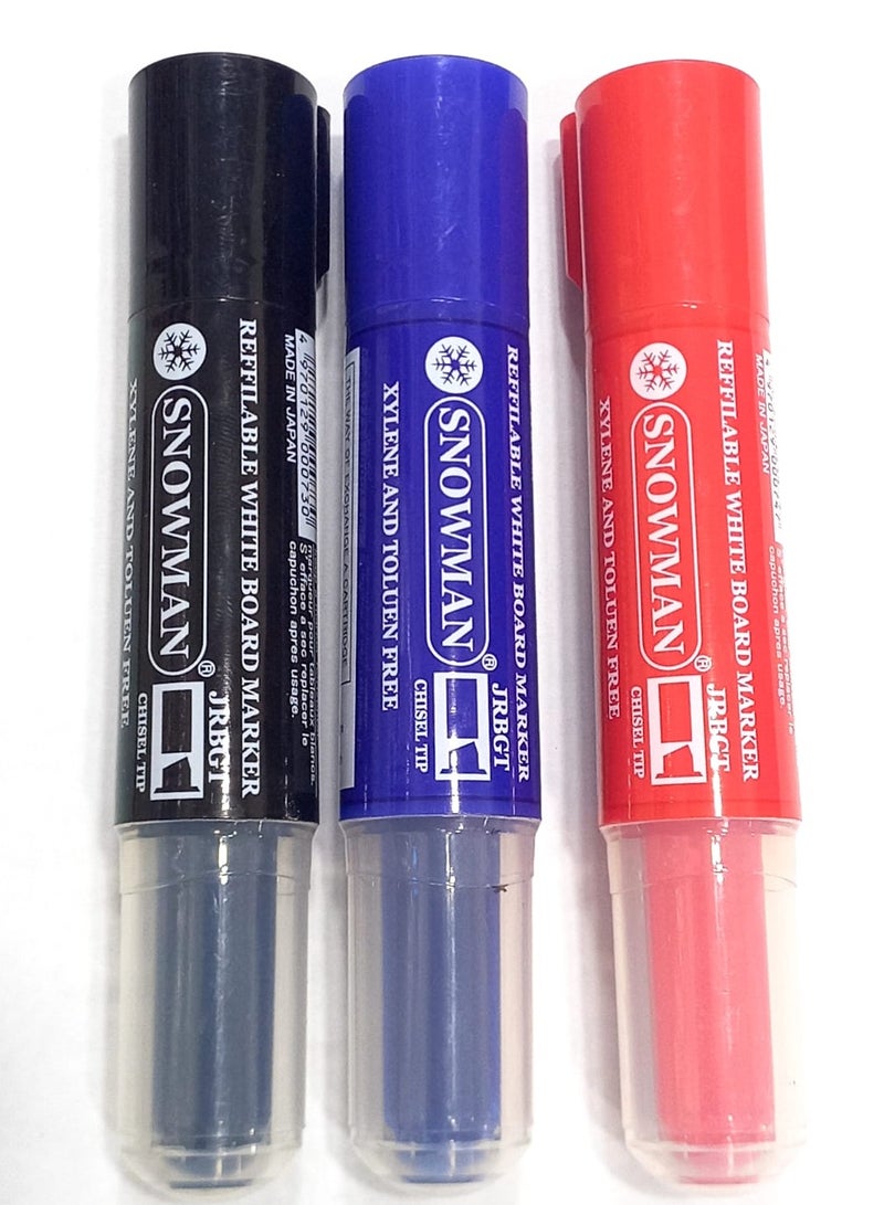 Snowman 3 whiteboard pen with chisel tip + spare parts(Different colors: blue, black and red )  - Image 1