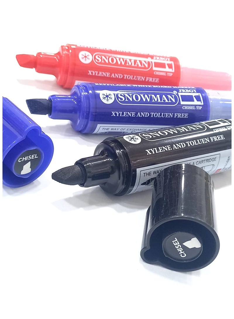 Snowman 3 whiteboard pen with chisel tip + spare parts(Different colors: blue, black and red )  - Image 2