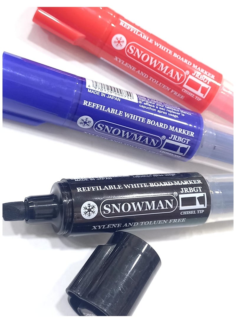 Snowman 3 whiteboard pen with chisel tip + spare parts(Different colors: blue, black and red )  - Image 3