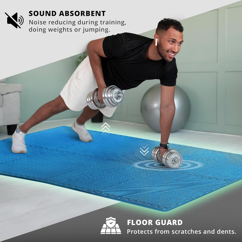 BeMaxx Gym Mats Set - 18 pcs EVA Interlocking Foam Floor Tiles (12.6"x12.6"x0.4") 18sqft Protective Gym Flooring Sports Home Workout Exercise Mats Puzzle Garage Fitness Play-Room Garage Pool Treadmill - Image 5