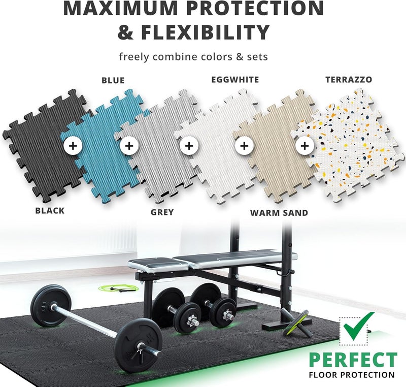 BeMaxx Gym Mats Set - 18 pcs EVA Interlocking Foam Floor Tiles (12.6"x12.6"x0.4") 18sqft Protective Gym Flooring Sports Home Workout Exercise Mats Puzzle Garage Fitness Play-Room Garage Pool Treadmill - Image 4