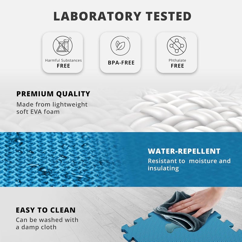 BeMaxx Gym Mats Set - 18 pcs EVA Interlocking Foam Floor Tiles (12.6"x12.6"x0.4") 18sqft Protective Gym Flooring Sports Home Workout Exercise Mats Puzzle Garage Fitness Play-Room Garage Pool Treadmill - Image 3