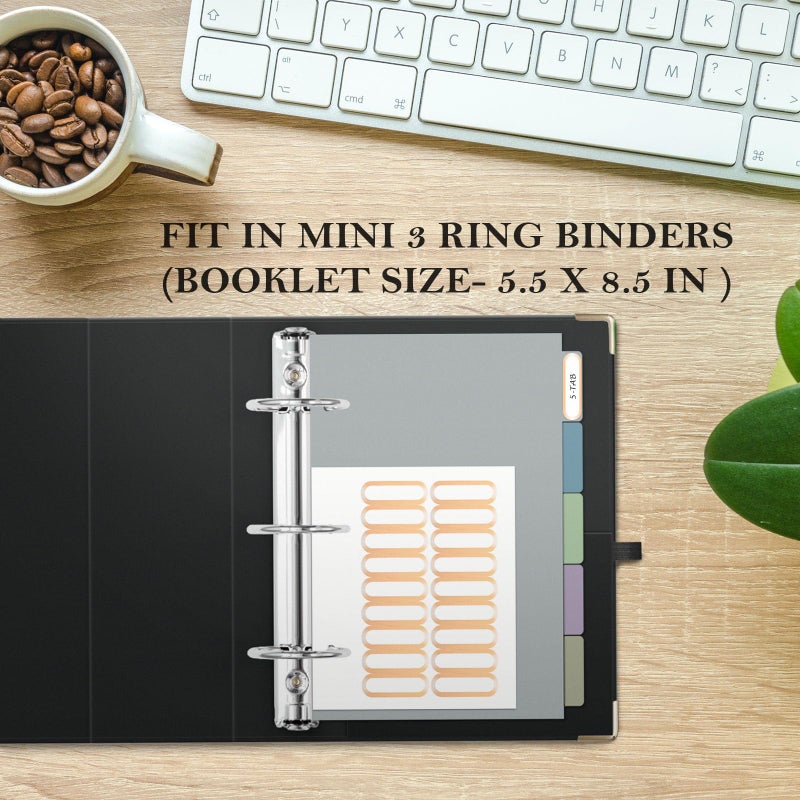 Ospelelf Mini Binder Dividers with Tabsï¼ŒDurable Paper Dividers for 3 Ring Mini Small Binderï¼Œ5 Tab(5.5" * 8.5") - Image 3