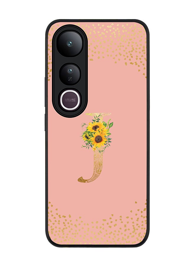 Stylizedd For vivo V50 Lite Case,Slim fit Camera Protection, Shockproof Thin Phone cover  - Custom Floral Monogram - J  (Rose Pink )