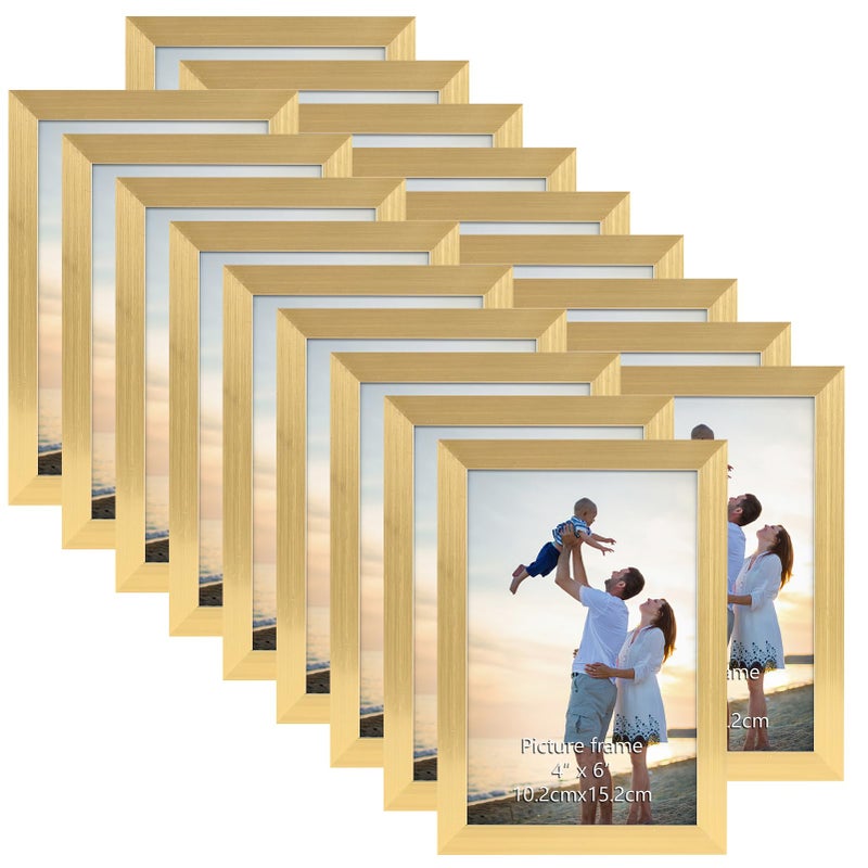 Hoikwo 18 Packs 4x6 Gold Multi Picture Frames Set for Family Photos  Artwork  Light Weight Bulk 4 by 6 Frames Pack for Wall Hanging and Table  Stylish Picture Frames - Image 1
