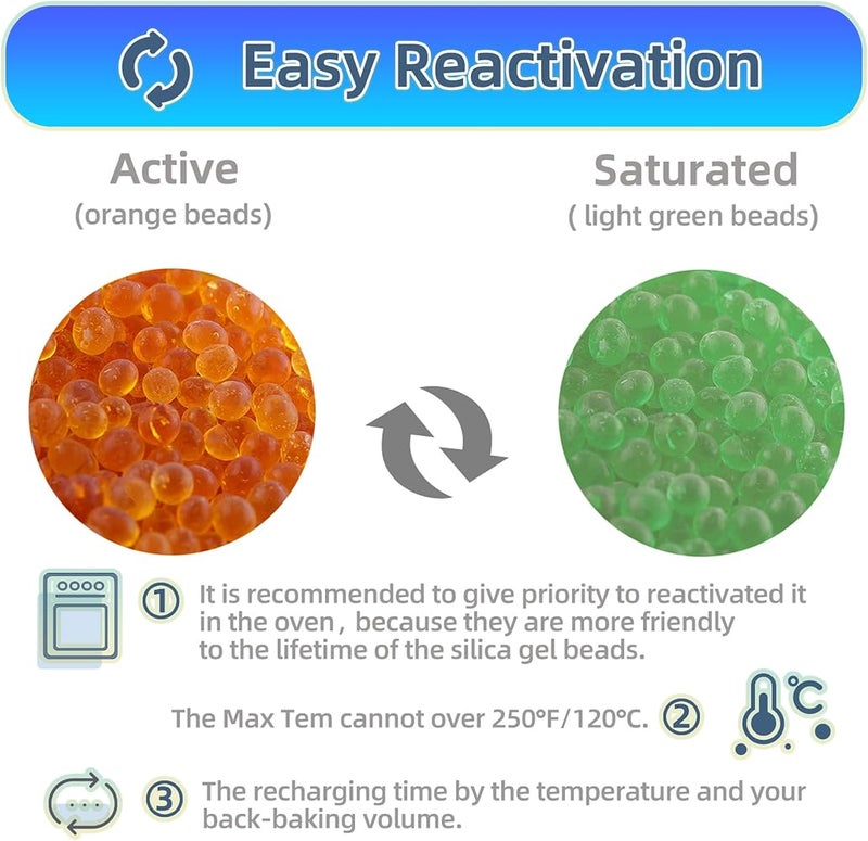 Wisesorb 2lbs Premium Orange Silica Gel Desiccant Beads(Industry Standard 2-4 mm) - Rechargeable & Indicating Silica Gel Beads - Image 4