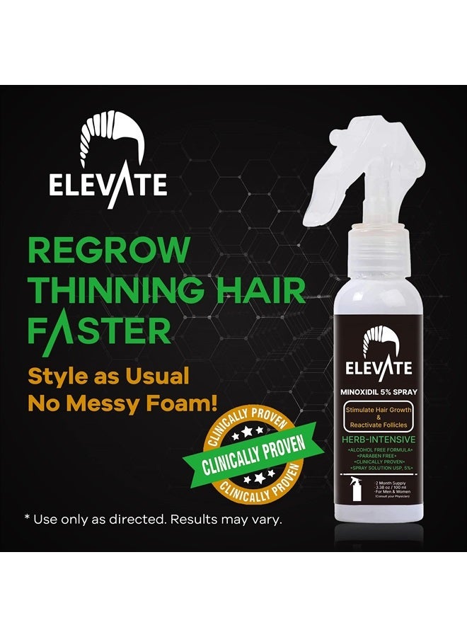 ELEVATE 5% Minoxidil Hair Growth Spray - Alcohol Free Non Oily Formula Extra Strength Professional Treatment for Hair Loss and Hair Regrowth - Stimulate Hair Follicles for Men & Women - 1 Month Supply - Image 5