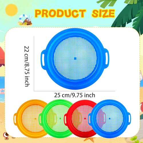 Restroma 12 Pack Kids Sand Sifter Sieve Plastic Sand Strainer Beach Toys Sifting Pan for Child Boys Girls Beach Finding Treasure Tools Party Supplies 4 Colors - Image 5