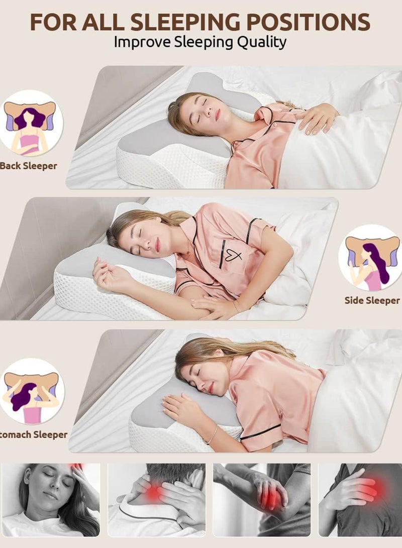 TIGER Skin Friendly Cooling Cervical Neck Pillow Head and Neck Support Sleeping Cushion Pillow with Soft Comfort High Elastic Fiber Fabric Adjustable Ergonomic Design for Back and Stomach Side Sleeping Support - Image 3