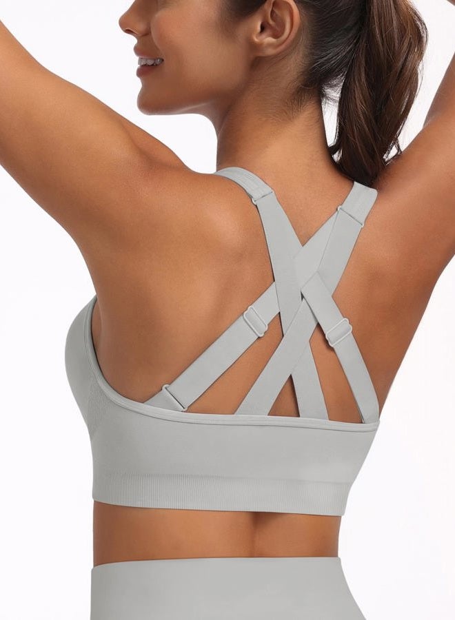 MIRITY Padded Strappy Sports Bra for Women - with Dual Crossback and Adjustable Straps for Workout Gym Pack of 3, Color 3, XXL - Image 5
