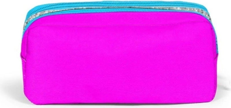 CORAL HIGH Kids Two Compartment Pencil Case Pink Silver Glitter Unicorn Patterned 22291  - Image 3