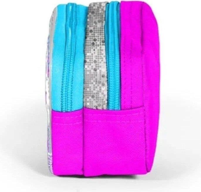 CORAL HIGH Kids Two Compartment Pencil Case Pink Silver Glitter Unicorn Patterned 22291  - Image 2