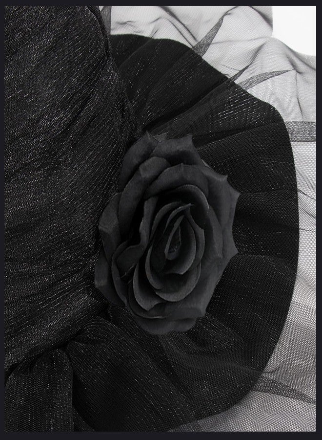 AUOCATTAIL Halloween Party Witch Hats Veil Flower Gothic Dress Up Accessories for Women Adult Cosplay Decoration Supplies - Image 4