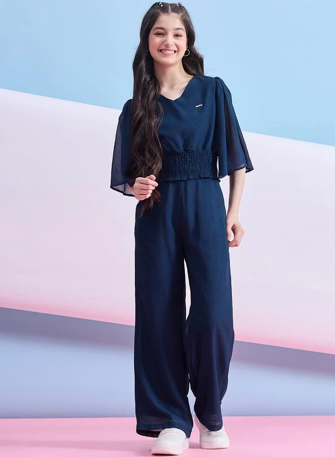 Stylo Bug Stylo Bug Textured Flared Sleeves Top and Pants Set