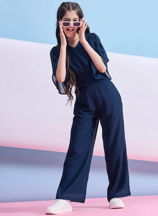 Stylo Bug Stylo Bug Textured Flared Sleeves Top and Pants Set