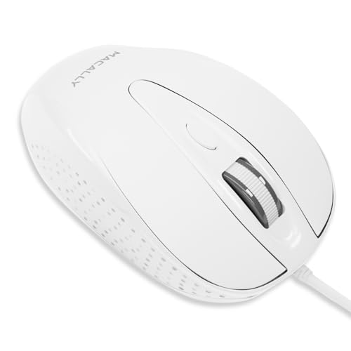 Macally USB Wired Mouse with 3 Button, Scroll Wheel, & 5 Foot Long Cord, USB Mouse for Laptop and Desktop, Computer Mouse Wired Compatible with Apple Macbook, iMac, Mac Mini, Windows PC, & Chromebook - Image 1
