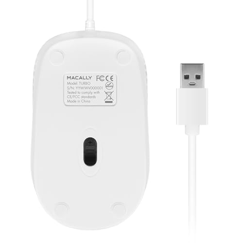 Macally USB Wired Mouse with 3 Button, Scroll Wheel, & 5 Foot Long Cord, USB Mouse for Laptop and Desktop, Computer Mouse Wired Compatible with Apple Macbook, iMac, Mac Mini, Windows PC, & Chromebook - Image 4
