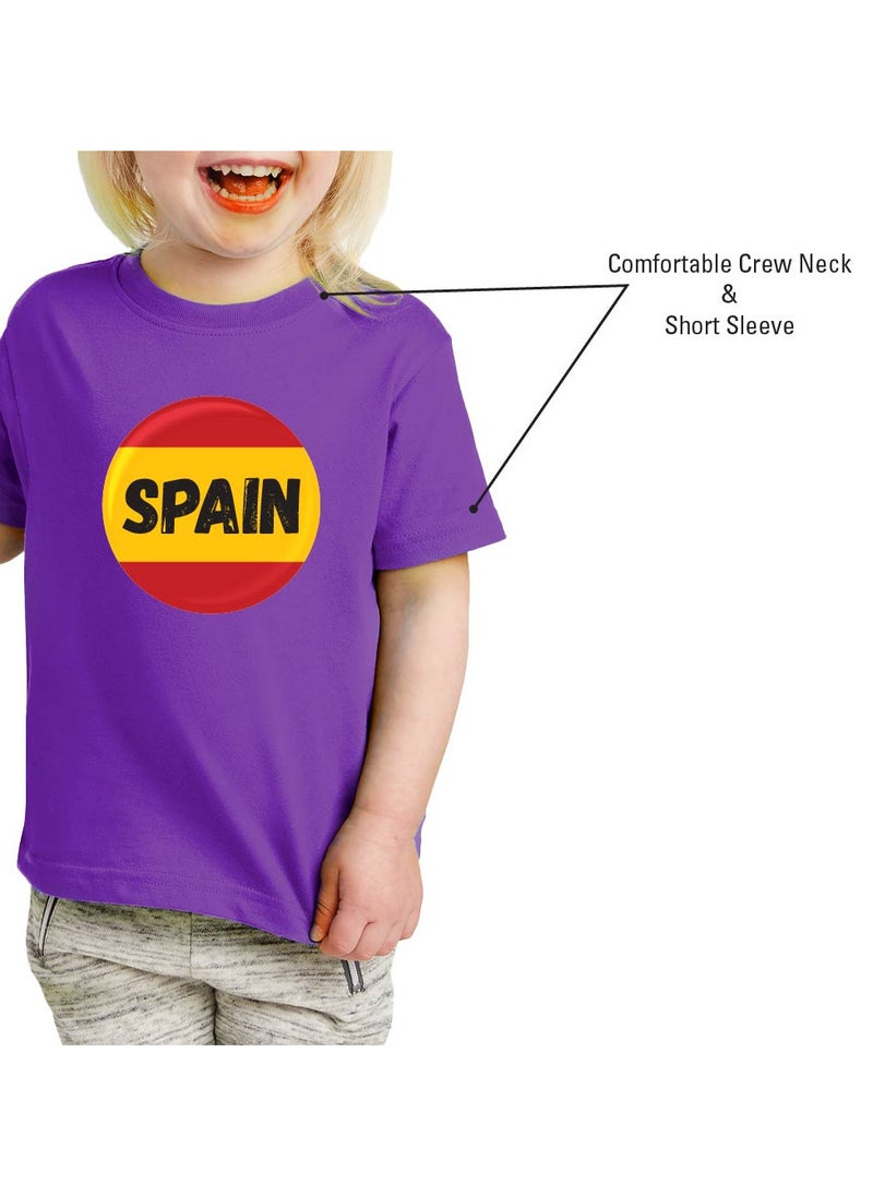 Generic - Spain Kids T-Shirt for Girls - Round Neck Short Sleeve Cotton T-Shirt - Soft and Comfortable Kids Girls Tshirt - Perfect for Spanish Souvenirs - Image 1