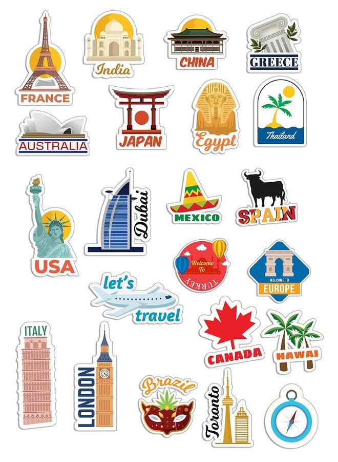 D2C Travel Stickers Glitter Scrapbook Decals - 47 Waterproof Stickers for Laptop, Journal, More - Image 2