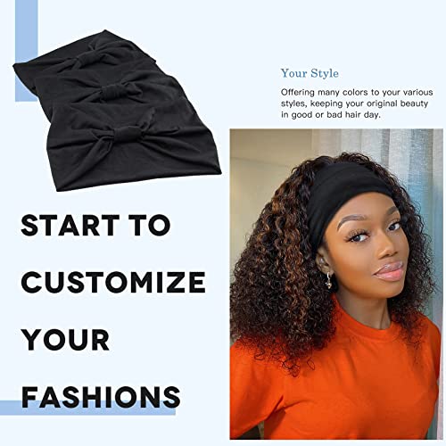 Yeshan Black Wide Turban Headbands for Women - 6 Pack Knotted Boho Thick Head Wraps, Large African Sport Yoga Hairbands - Image 4