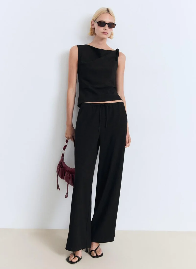 مانجو Drawstring Straight Trousers