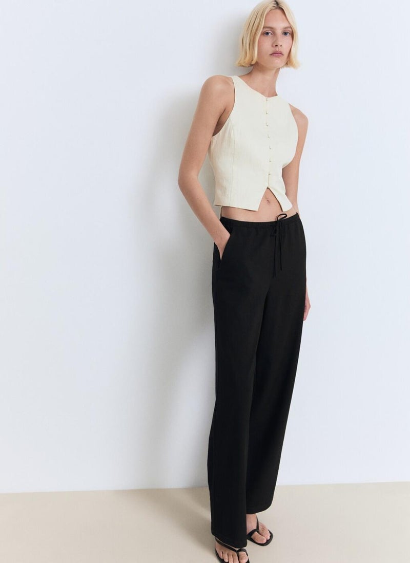 MANGO Drawstring Straight Trousers  - Image 4