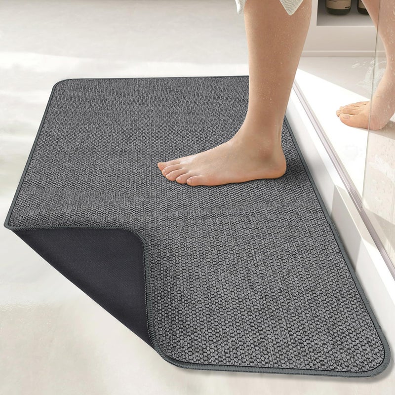 Bath MatUltra Thin Bathroom RugsRubber Bath Mats for BathroomNo Slip Bath RugsQuick DryMachine WashableLow PileAbsorbentShower OutsideSinkHome Decor AccessoriesDark Grey2x324x36inch