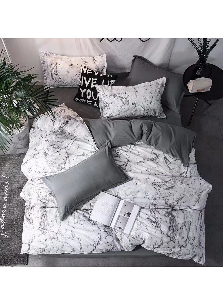 AL RAID King Size Bedding Set - Soft & Cozy 400 Thread Count Pure Cotton Bed Sheet Set, 1 Fitted Sheet 200x200+25 cm with 1 Duvet Cover 220x240 cm & 4 Soft Pillowcases 50x75 cm 